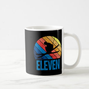 11th birthday retro ski skiing 11 year old boys coffee mug
