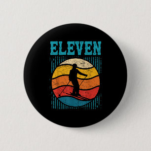 11th Birthday Retro Ski Skiing 11 Year Old Boys Gi 6 Cm Round Badge