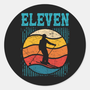 11th Birthday Retro Ski Skiing 11 Year Old Boys Gi Classic Round Sticker