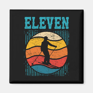 11th Birthday Retro Ski Skiing 11 Year Old Boys Gi Magnet