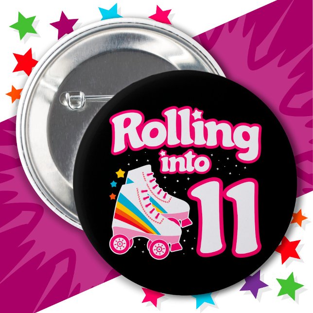 11th Birthday Roller Skating 11 Years Old Skate 6 Cm Round Badge (Creator Uploaded)