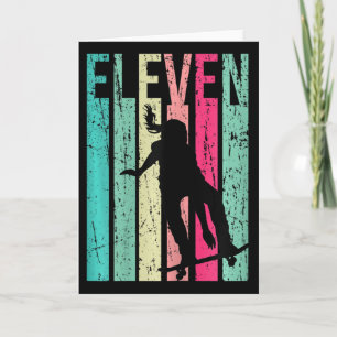 11th Birthday Skater Girl Skateboarding Skating 11 Card