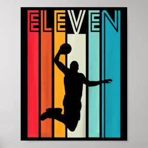 11th Birthday Sketll Lover Gift 11 Years Old Retro Poster