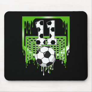 11th Birthday Soccer Ice Cream Drip 11 Year Old Pa Mouse Mat