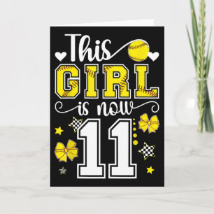 11th Birthday Softll Girl 11 Year Old Softll Playe Card