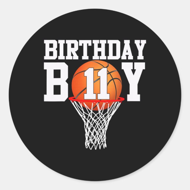 11th Birthday Sport 11 Years Old Bysketbyll 11 Boy Classic Round Sticker (Front)