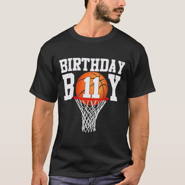 11th Birthday Sport 11 Years Old Bysketbyll 11 Boy T-Shirt (Front)