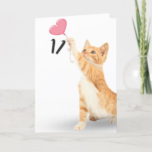 11th birthday tabby cat card