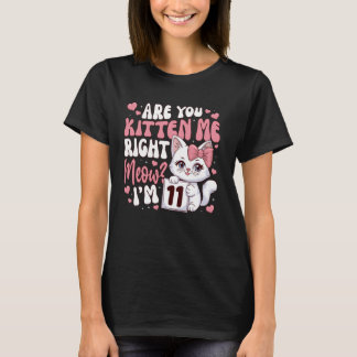 11th Birthday Tee For Girl 11yr 11 Year Old Kitten