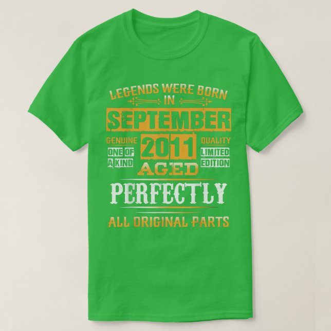 11th Birthday Tee Legends Born In September 2011 1 (Design Front)