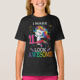 11th Birthday Unicorn Gift Shirt I Make 11 Look Aw