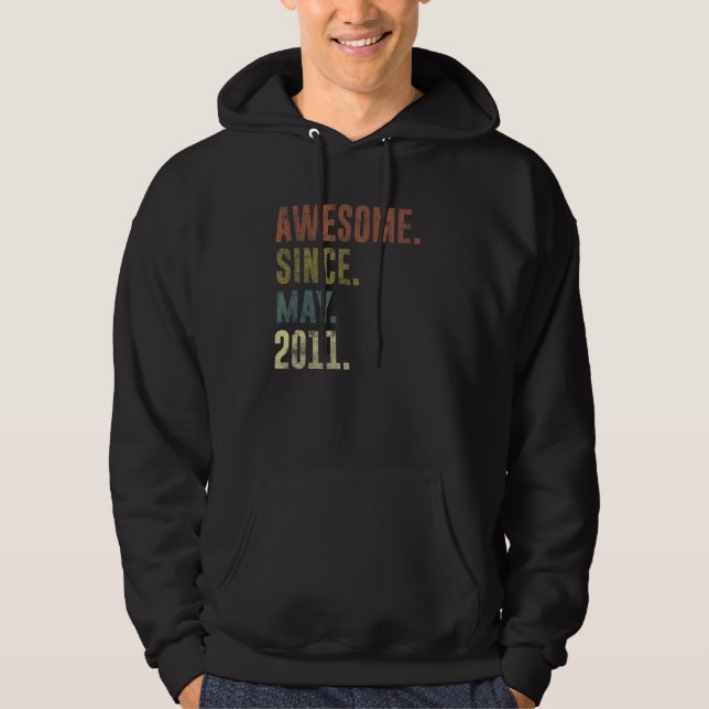 11th Birthday Vintage Awesome Since May 2011 Hoodie (Front)