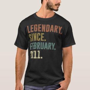 11th Birthday Vintage Legendary Since February 201 T-Shirt