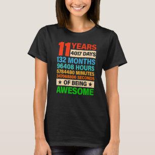 11th Birthday Vintage Retro 132 Months 11 Years Ol T-Shirt