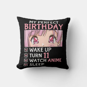 11th Birthday Watch Anime 11 Years Old Anime Teen  Cushion