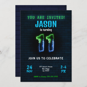 11th Boy Birthday Invitation
