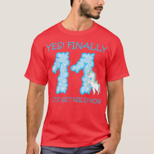11th Eleven Birthday Party Cake Unicorn Ballons He T-Shirt