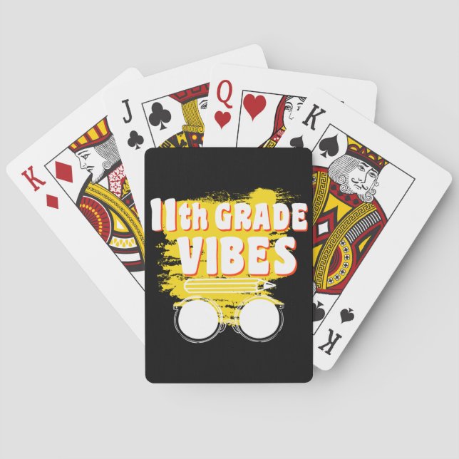 11th Grade Vibes Shirt Back To School First Day Playing Cards (Back)