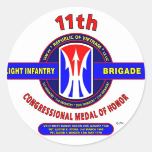 11TH LIGHT INFANTRY BRIGADE VIETNAM CLASSIC ROUND STICKER