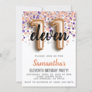 11th Rose Gold Birthday Invitation