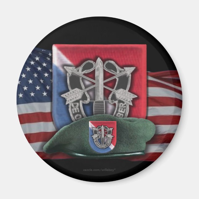 11th special forces flash Fort Bragg vets magnet (Front)