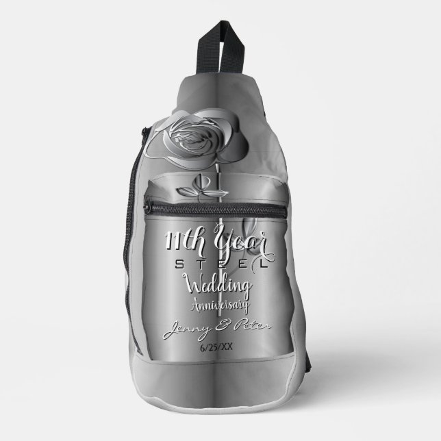 11th Steel Wedding Anniversary Print Cut Sew Bag (Front)