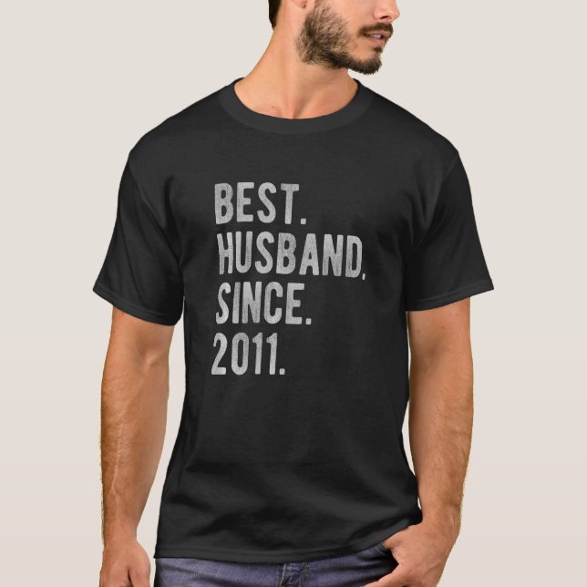 11th Wedding Aniversary For Him  Best Husband Sinc T-Shirt (Front)