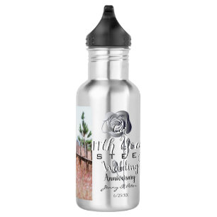 11th Wedding Anniversary Custom Photo Steel Rose 532 Ml Water Bottle
