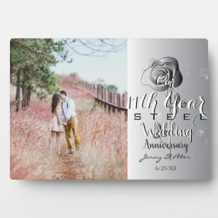 11th Wedding Anniversary Custom Photo Steel Rose P Plaque