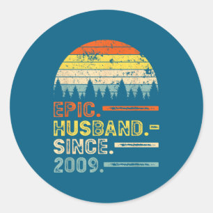 11th Wedding Anniversary Epic Husband Classic Round Sticker