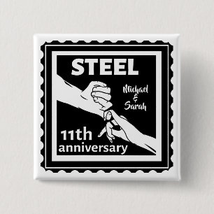 11th wedding anniversary holding hands 15 cm square badge