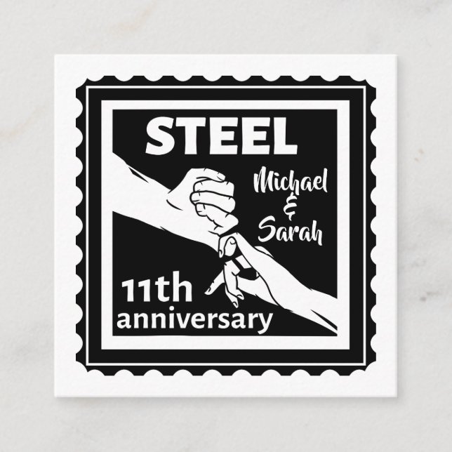 11th wedding anniversary holding hands enclosure card (Front)