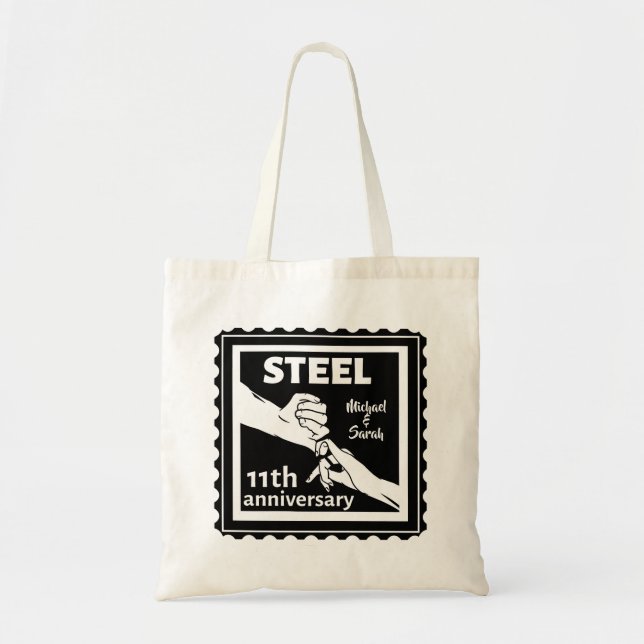 11th wedding anniversary holding hands tote bag (Front)