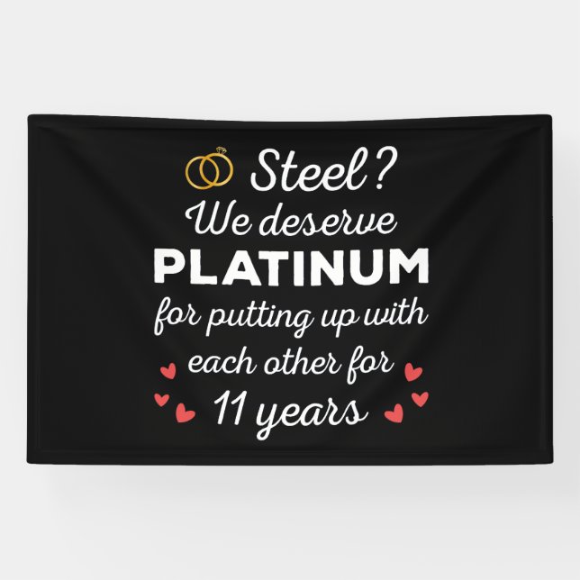 11th Wedding Anniversary I - Steel Funny Couple Banner (Horizontal)