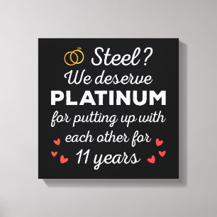 11th Wedding Anniversary I - Steel Funny Couple Canvas Print