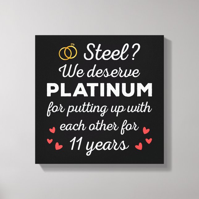 11th Wedding Anniversary I - Steel Funny Couple Canvas Print (Front)