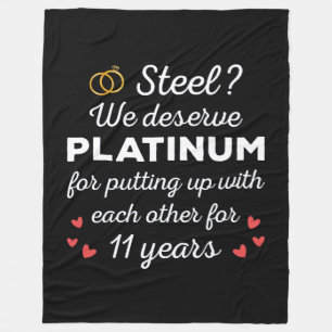 11th Wedding Anniversary I - Steel Funny Couple Fleece Blanket
