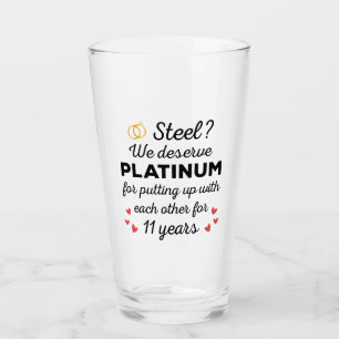11th Wedding Anniversary I - Steel Funny Couple Glass