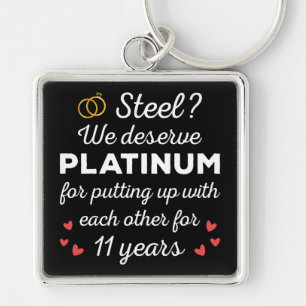 11th Wedding Anniversary I - Steel Funny Couple Key Ring