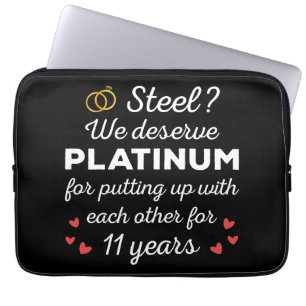 11th Wedding Anniversary I - Steel Funny Couple Laptop Sleeve