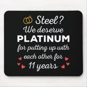 11th Wedding Anniversary I - Steel Funny Couple Mouse Mat