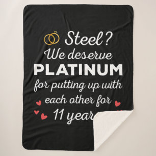 11th Wedding Anniversary I - Steel Funny Couple Sherpa Blanket