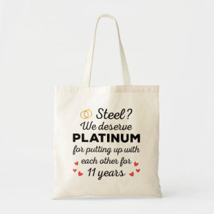 11th Wedding Anniversary I - Steel Funny Couple Tote Bag