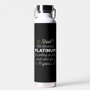 11th Wedding Anniversary I - Steel Funny Couple Water Bottle