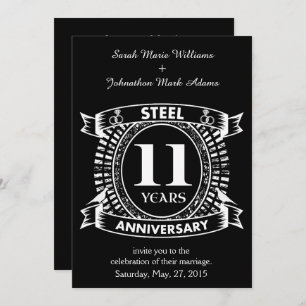 11TH wedding anniversary steel Invitation