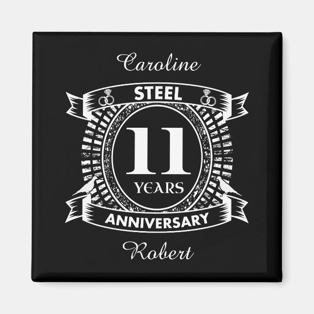 11TH wedding anniversary steel Magnet (Front)