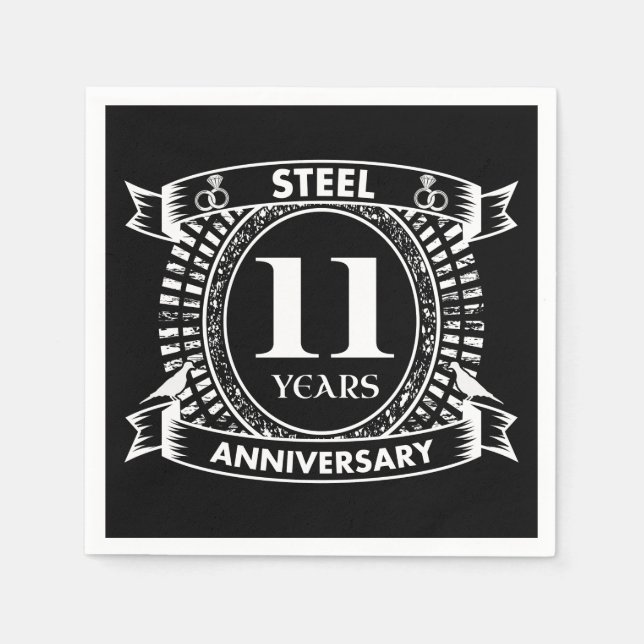 11TH wedding anniversary steel Napkin (Front)