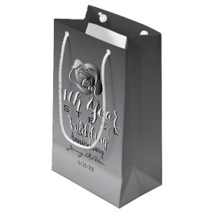 11th Wedding Anniversary Steel Rose  Small Gift Bag