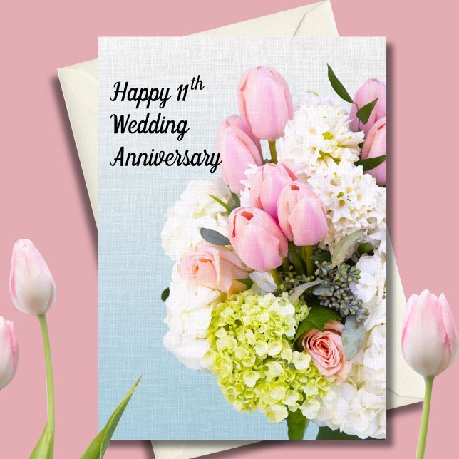 11th Wedding Anniversary Tulips Flower of Year Card (Creator Uploaded)