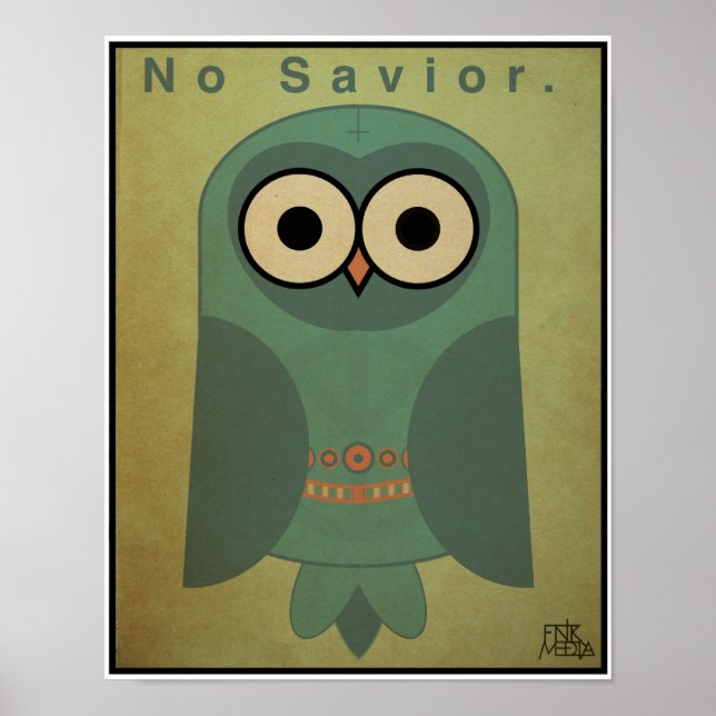 11x14" Anti-Religion Owl (Cool Color Scheme) Poster (Front)